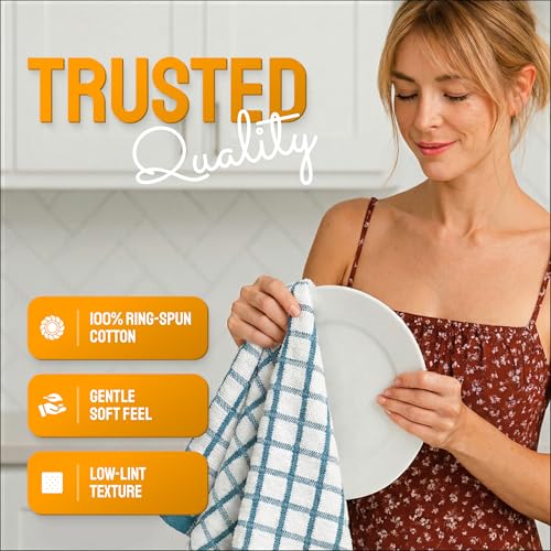 8 Pack] Premium Dish Towels for Kitchen (Aqua / 16x26)