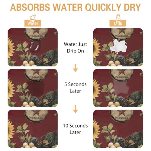 Kitchen Countertop Dish Drying Mat (Burgundy / 24" x 18")