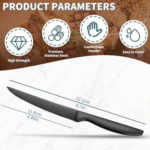 Black Steak Knives Set of 12 (Only Knives / Black for 12)