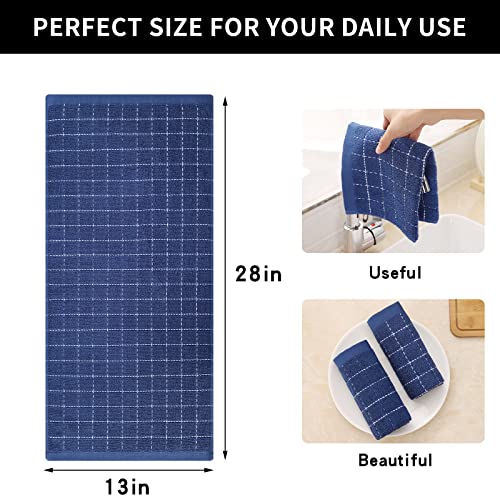 100% Cotton Terry Kitchen Towels (Navy Blue / 13 X 28 - 4 Pack)