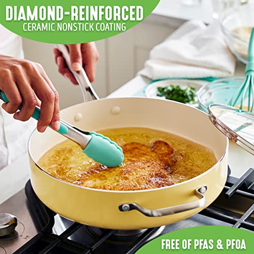 Artisan Healthy Ceramic Nonstick (Yellow / 5QT Saute Pan Jumbo Cooker / Induction)