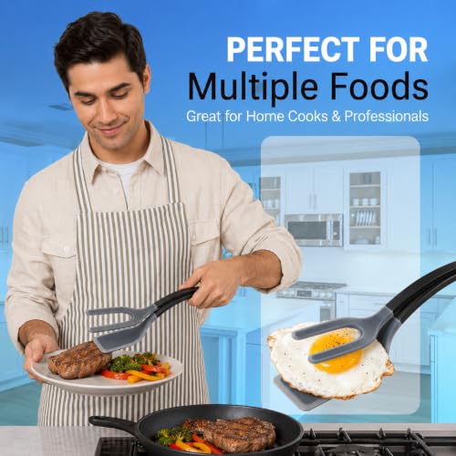 Silicone Egg Flipper Spatula Tongs (Black)