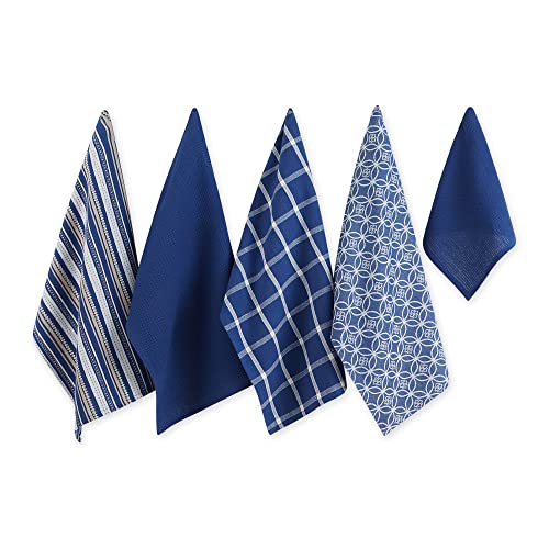 Assorted Woven Kitchen Set (Nautical Blue / Dishtowel, 18x28"; Dishcloth, 13x13")