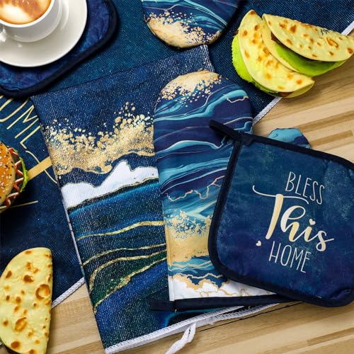 6 Pcs Blue Kitchen Decor Kitchen Towels (Blue)