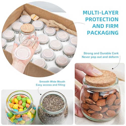 40 Pack 7oz Small Glass Jars with Cork Lids