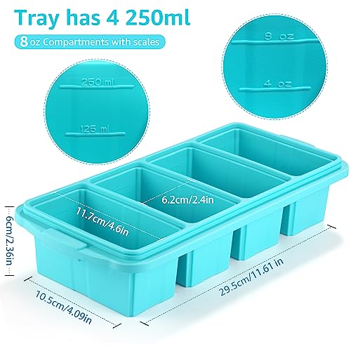 Silicone Freezer Tray With Lid (2Pack-Aqua)