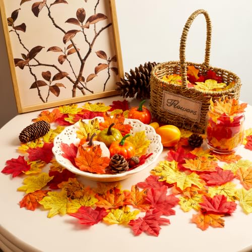 400Pc Artificial Fall Leave Silk Maple Leaf for Thanksgiving Decor (400 Pc Fall Leaves / Fall Leaves)