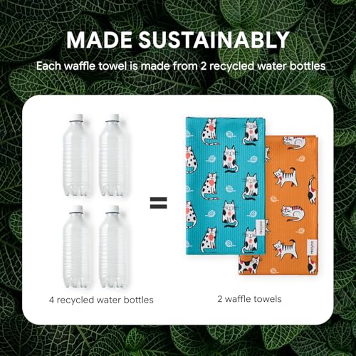 Waffle Kitchen Towel Set of 2 (Cuddly Cats)