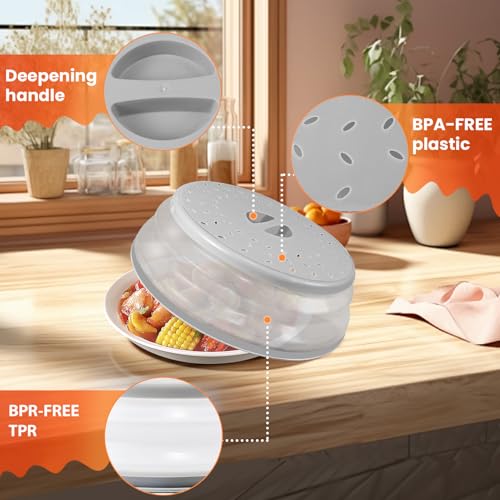 Large Collapsible Microwave Cover for Food (Light Grey)