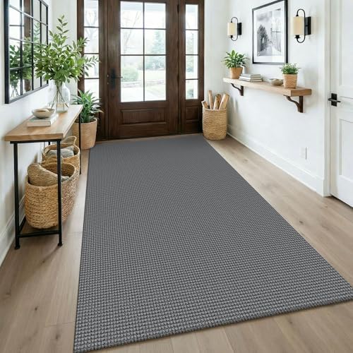 Washable 4x6 Entry Woven Area Rug (Grey/Dark Grey / 4' x 6' (Rectangular))