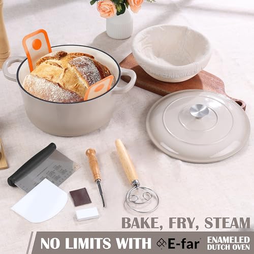 Enameled Dutch Oven Pot for Bread Baking (Khaki)