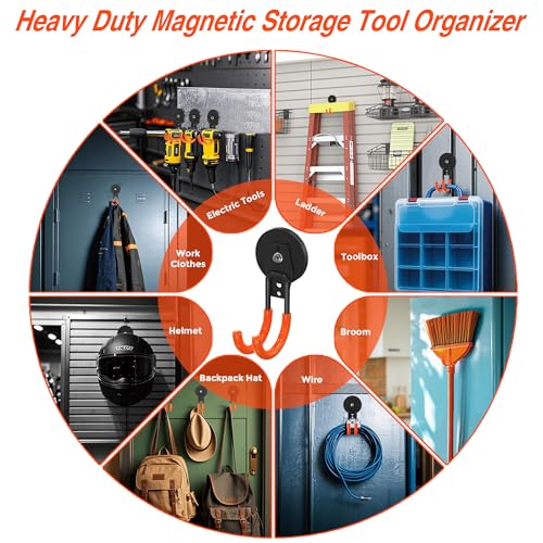 Strong Magnetic Hooks Heavy Duty (2.6" Magnet-2 Pack-Orange)