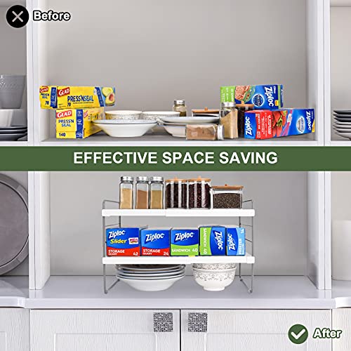 2 Pack Expandable Kitchen Wrap Organizer Rack (White-2P)