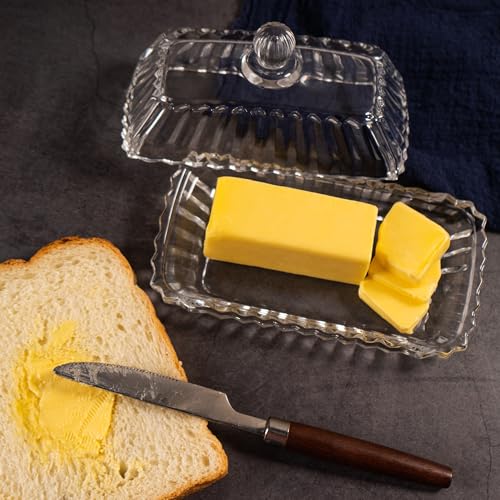 Clear Glass Butter Dish with Lid (clear lid)