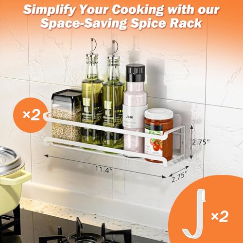 Spice Rack Wall Mounted 2 Pack (2Pack / White)