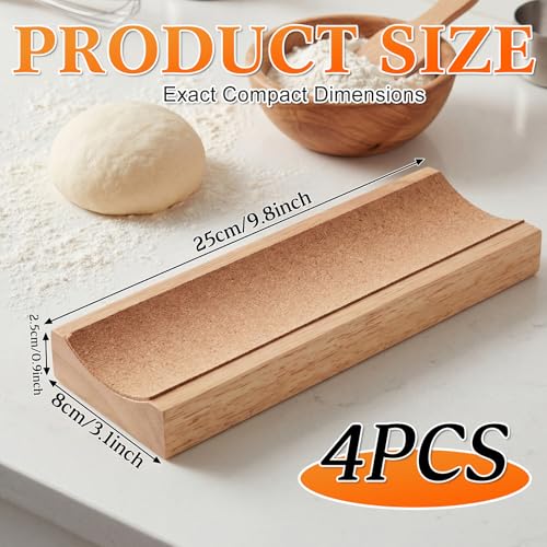 4 Pcs Wood Rolling Pin Holder Rolling Pin Stand Pizza Roller Holder Kitchen Display Rack For Dough Pastry Fondant Kitchen Storage