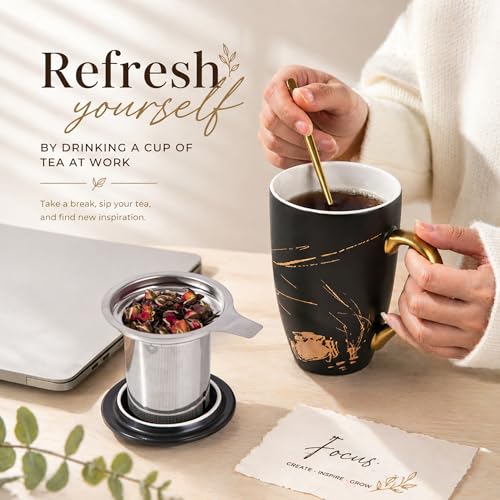 Tea Cup With Infuser and Lid (Black)