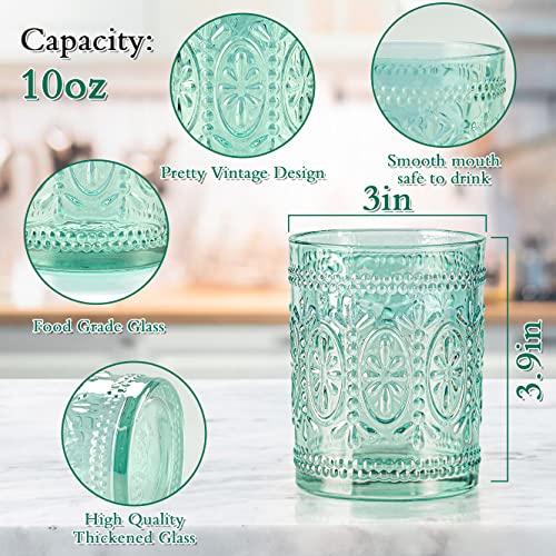 10oz Drinking Glasses Set of 4 (Green / 4Pack 10oz)