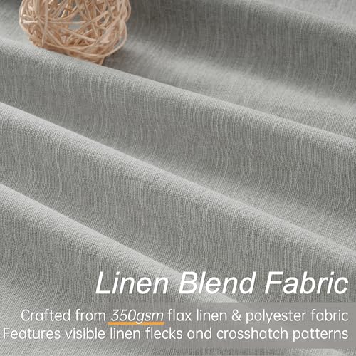 Grey Linen Blackout Curtains 90 Inches Long for Bedroom Living Room 100% Black Out Thermal Insulated Ring Hooks Back Tab Room Darkening Pleated Drapes Dark Gray 90 Inch Curtain 2 Panels (Frost Grey / 52"W x 90"L (Pack of 2))