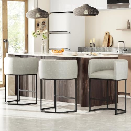 26" H Counter Height Bar Stools Set of 2 (Grayish White / Set of 2)