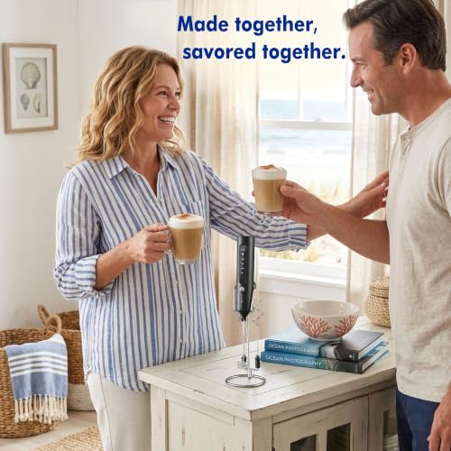 Rechargeable Milk Frother with Stand (Black)