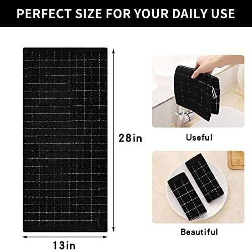100% Cotton Terry Kitchen Towels (Black / 13 X 28 - 4 Pack)
