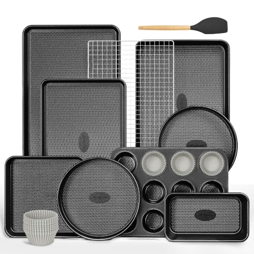 22 Piece Baking Pans Set Nonstick (Dark Gray / Luxury Nine-piece Set)