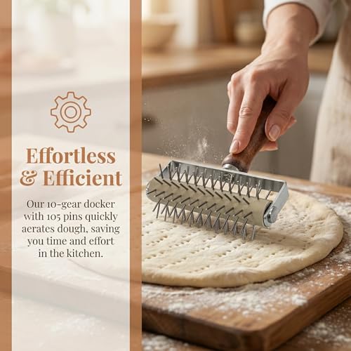 Set of 2 Pizza Dough Roller & Dough Docker