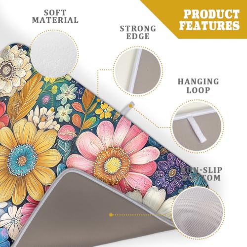 Boho Flower Dish Drying Mat (24" x 18")