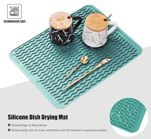 Silicone Dish Drying Mat (Green / 16" x 12")