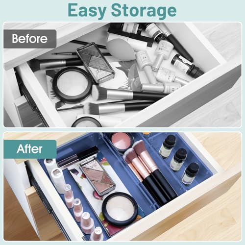 25 PCS Plastic Drawer Organizer Set (Clear Dark Blue)
