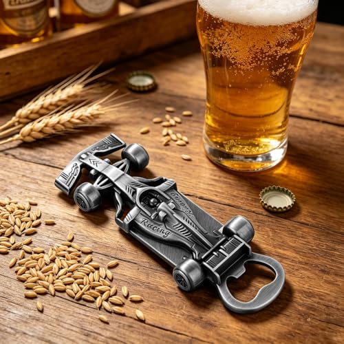 Racing Car Bottle Opener (Metallic Silver with Gift Bag)