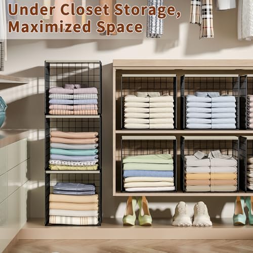 3PCS Stackable Closet Organizers and Storage (Black)