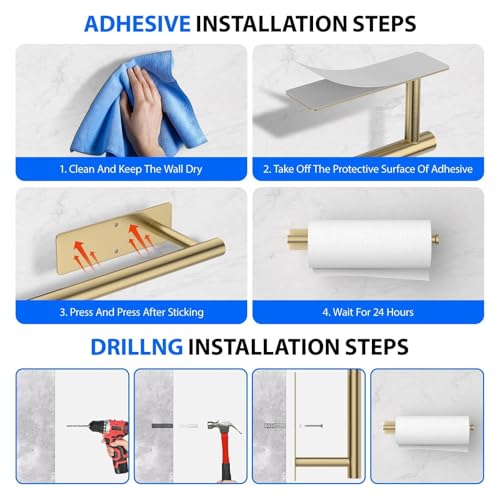 Paper Towel Holder Under Cabinet (Gold-2 Pack / 1 Pack)