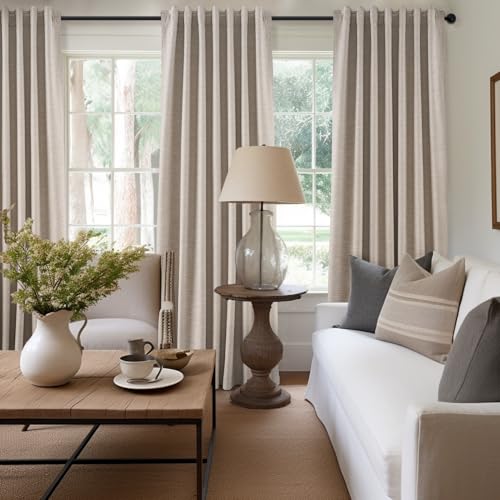 94 Inches Long Taupe Flax Custom Blackout Linen Curtains (Linen / 52"W x 94"L (Pack of 2))