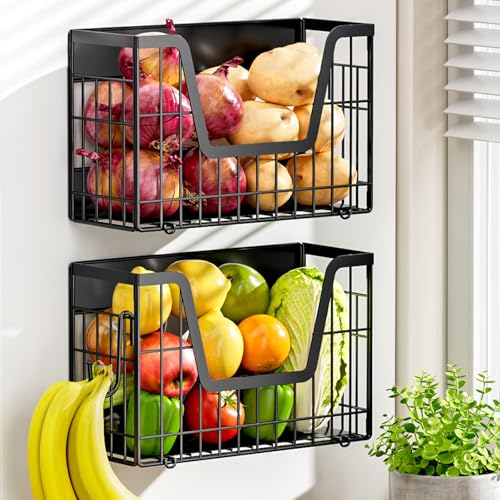 2 Pack Magnetic Shelf for Fridge (Black / 2)