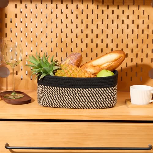 Small Storage Baskets for Organizing (4pcs-L11.5xW7.5xH4.7" / Black/Brown)