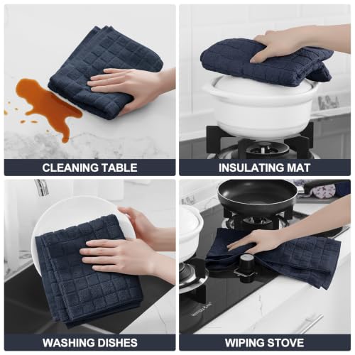 Large Premium Cotton Kitchen Towels 16"x 28" (Dark Grey / 16" X 28" - 4 Pack)