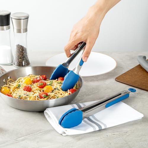 Blue Stainless Steel Kitchen Tong Set (Set / Blue)