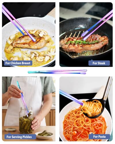 4 Pcs Fine Long Tweezer Tongs Professional Rainbow (Rainbow)