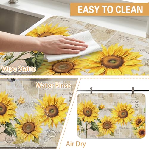 Sunflower Kitchen Countertop Dish Drying Mat (Yellow / 23" x 15")