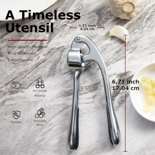 High Effective Premium Garlic Press Set (Chrome Silver - 3 Set)