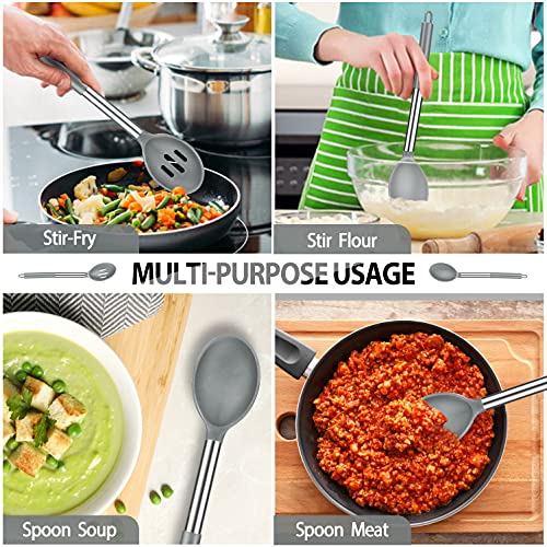Silicone Cooking Spatulas and Spoons (Gray)