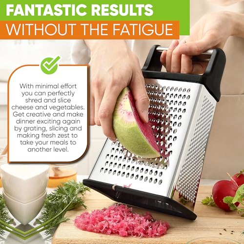 Stainless Steel XL Cheese Grater for Kitchen (Black / XL)