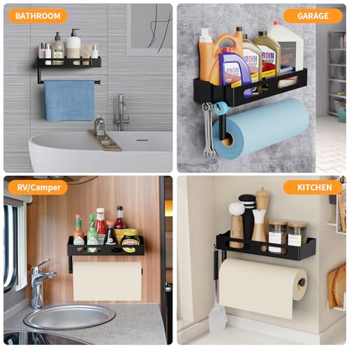Paper Towel Holder Wall Mount for Kitchen (Matte Black)