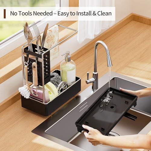 2 Tier Sponge Holder for Kitchen Sink (Black 2)