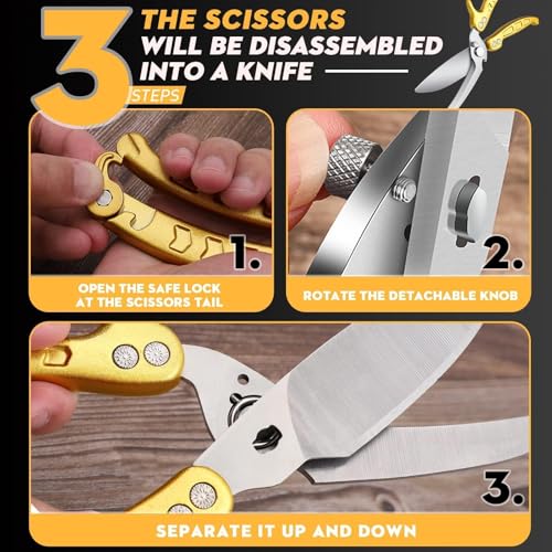 Poultry Shears Heavy Duty Kitchen Scissors (Yellow)