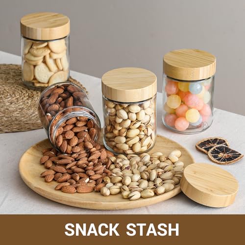 4 pack 16oz Glass jars with Airtight Lids (Natural-4-16oz)