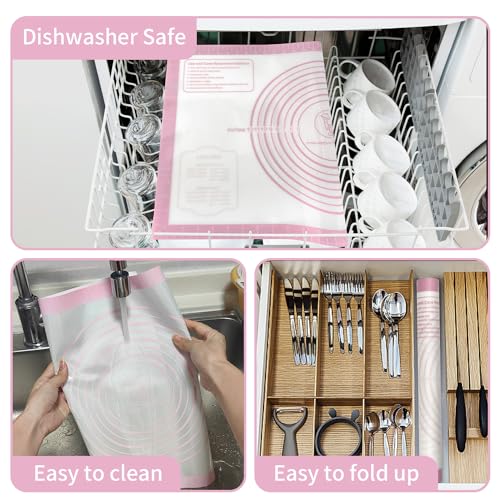 Non stick Silicone Pastry Mat (Pink / 26"L x 16"W)