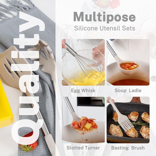 Silicone Cooking Utensils Set (Khaki)